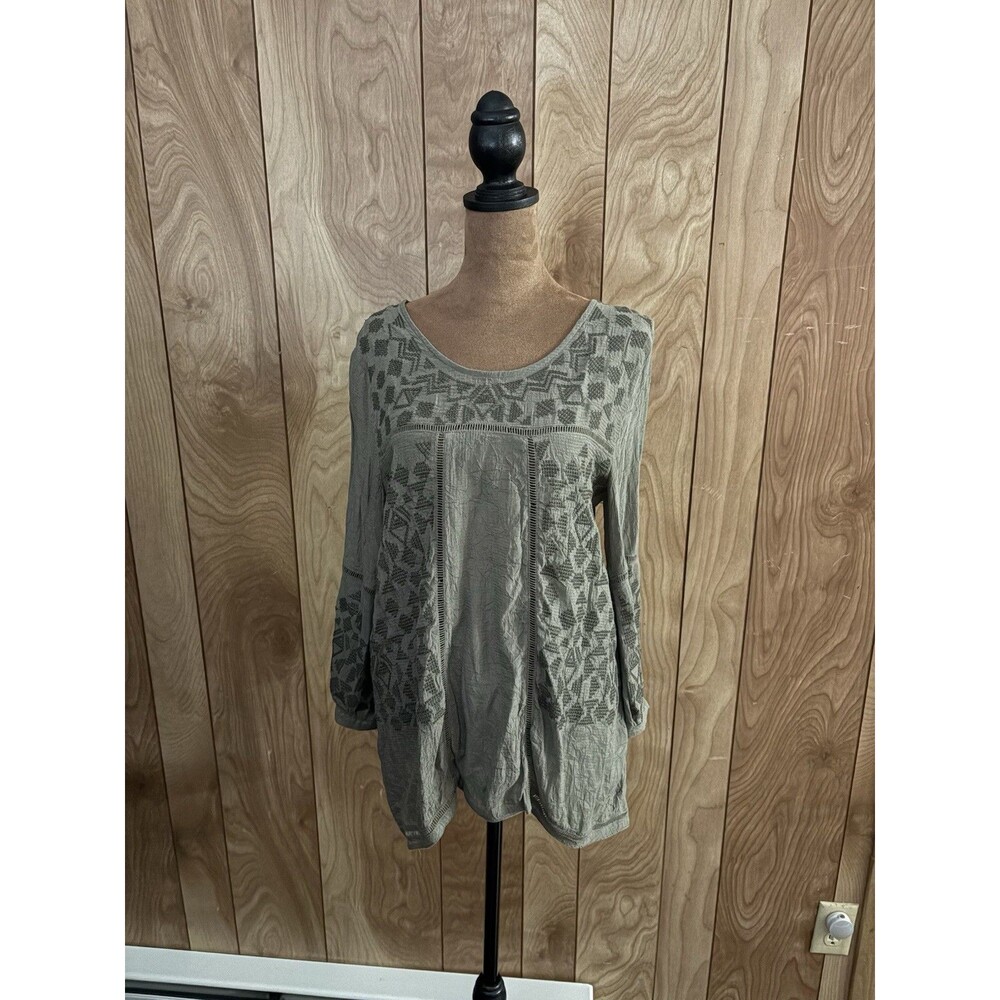 Swell‎ Women's embroidered boho design Top Olive Green Size Small